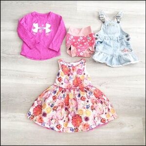 Lot Of Girl Clothes Size 2T Toddlers Dress Overalls Shirt Swim Shorts lot of 4